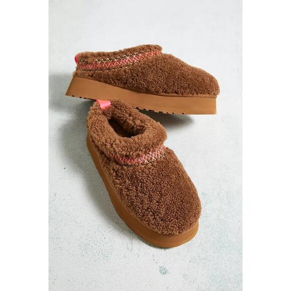 UGG Tazz Slip On Shearling Braided Platform Slippers Hardwood Women's Size US 6 - Picture 1 of 12